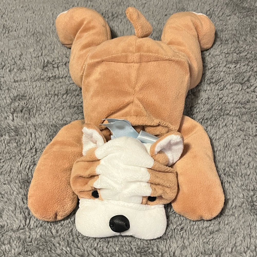 Ty Plush Bruiser Bulldog 1996 Pillow Pal Toy in Tan & White Stuffed Animal